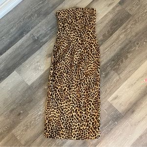 Zara strapless leopard midi dress